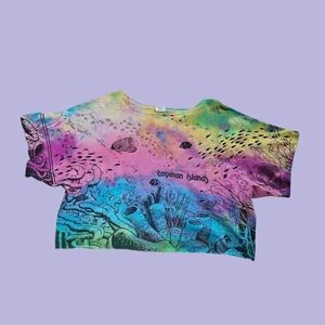 Reworked Tie Dye Cayman Island Cropped Tshirt
